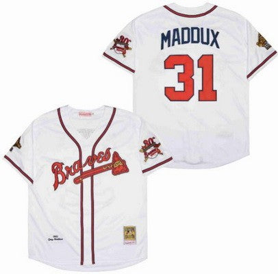 GREG MADDUX  Atlanta Braves 1995 Home Majestic Throwback Baseball Jersey
