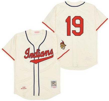 Cleveland Indians Bob Feller Throwback Jersey Stitched