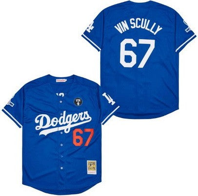 Men's Los Angeles Dodgers #67 Vin Scully Throwback Jersey, Classic MLB Style